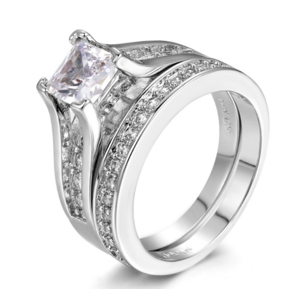 NEW SET 925 STERLING STERLING ENGAGEMENT DIAMOND RING, CUTE RING, SHINY RING. - Picture 6 of 6